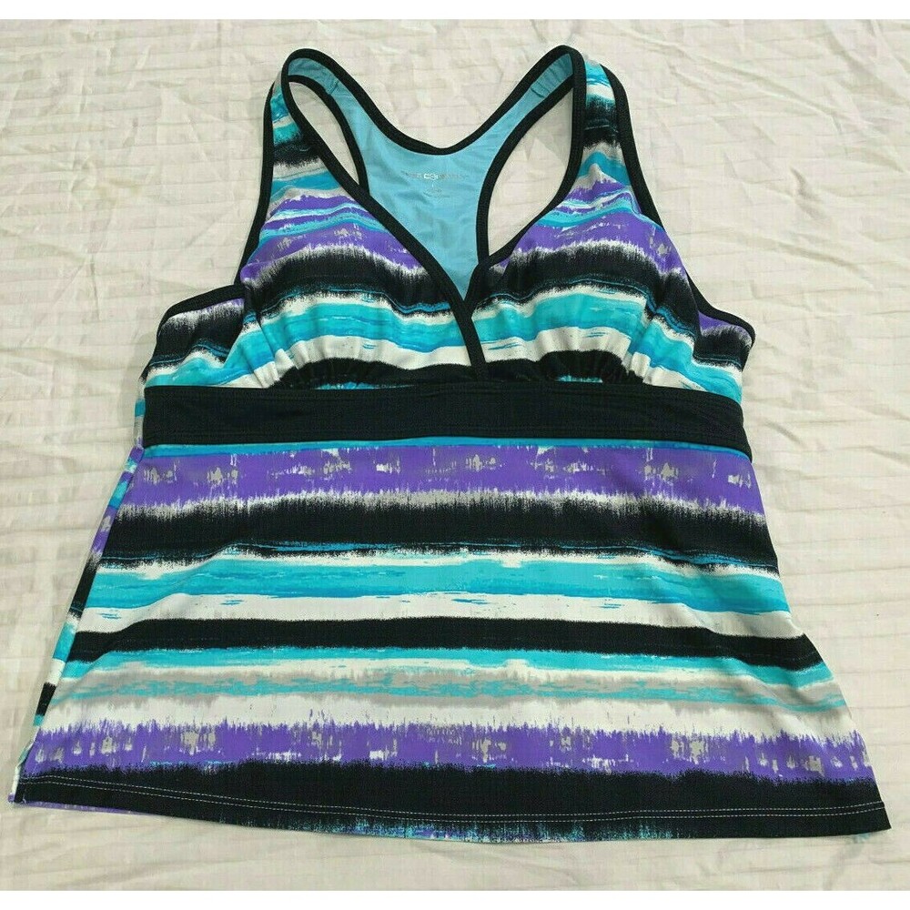 FREE COUNTRY WOMENS SWIM UNDERWIRE TANKINI TOP SIZE L